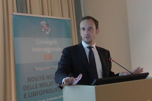 Il governatore Massimiliano Fedriga a Trieste all'apertura del convegno della Società italiana di ematologia